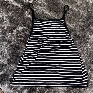 L black and white stripped halter spaghetti strap